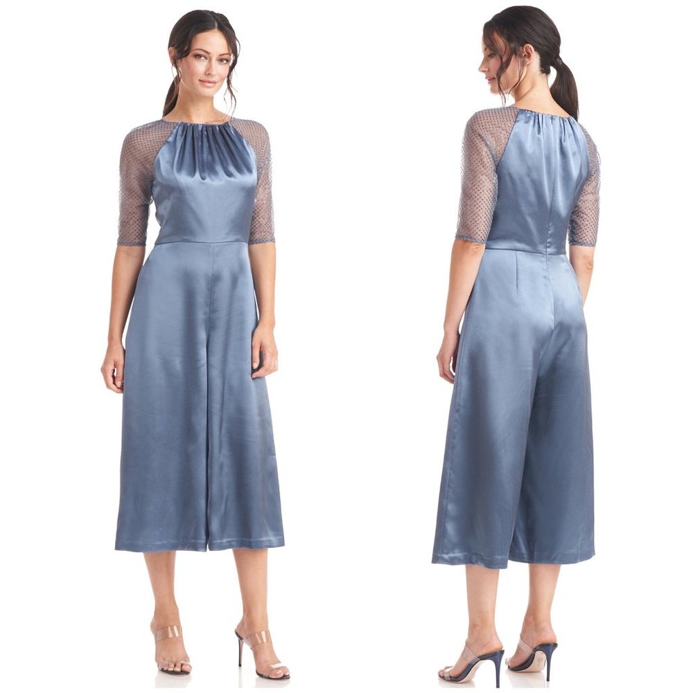 JS Collections Leila Raglan Sleeve Jumpsuit‎ in Aegean Blue Size 8